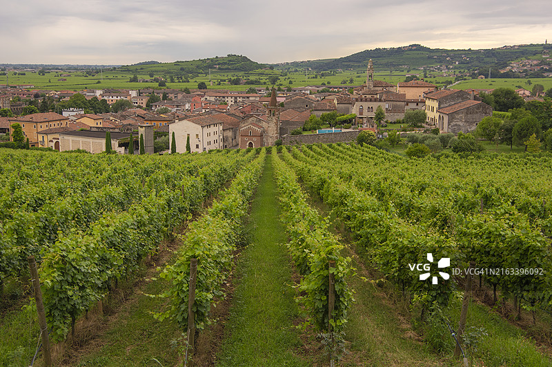 意大利威尼托省维罗纳的索阿维葡萄酒村。图片素材