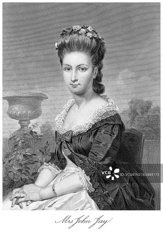 莎拉·范·布鲁格·利文斯顿·杰伊肖像（1756年8月2日-1802年5月28日），美国社交名媛、开国元勋约翰·杰伊的妻子图片素材