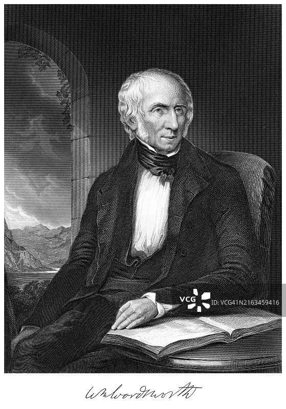 威廉·华兹华斯英国浪漫主义诗人肖像图片素材