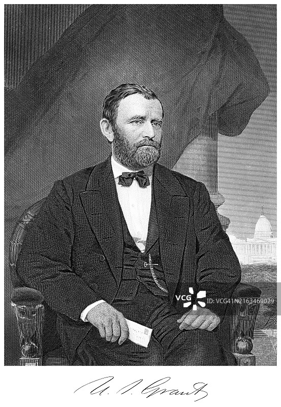 美国第18任总统尤利西斯·S·格兰特的肖像（1869年至1877年）图片素材