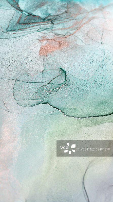 水色和玫瑰色抽象墨水漩涡图片素材