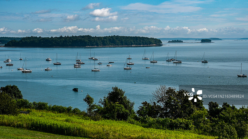 波特兰卡斯科湾的船只图片素材