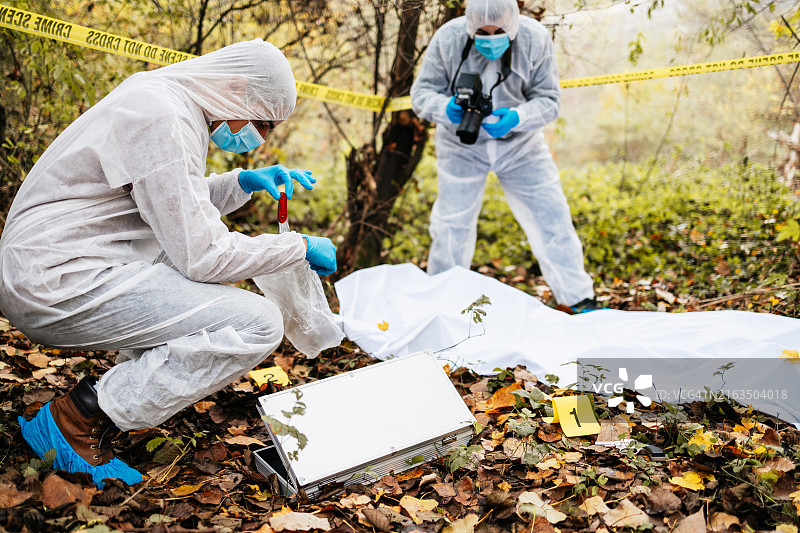 犯罪现场调查团队工作图片素材