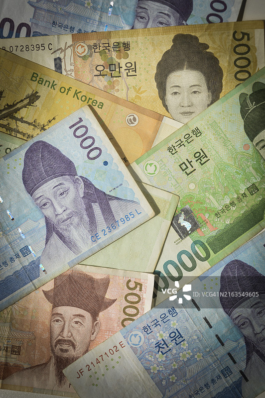韩元纸币图片素材