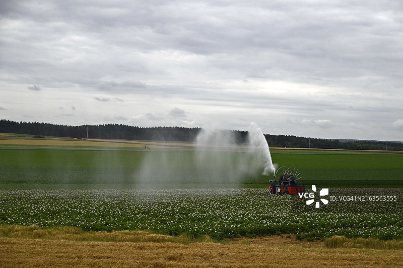 里尔附近田野的灌溉图片素材