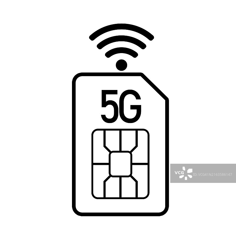 5G Sim卡图标矢量图图片素材