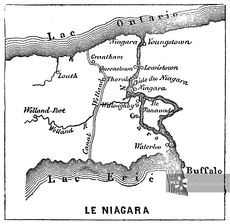 尼亚加拉河古老雕刻地图图片素材