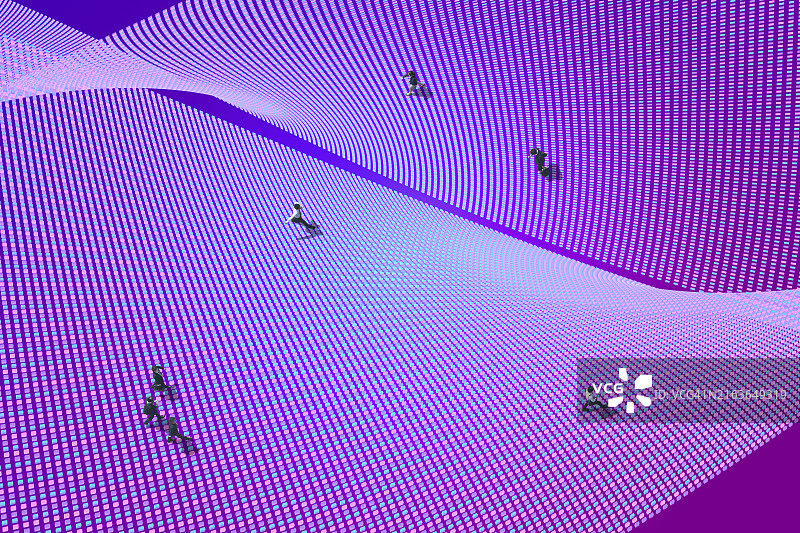 在人工智能连接空间行走的人们，数字合成图片素材