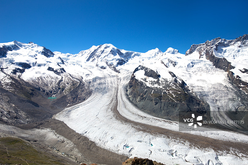 策马特阳光明媚夏日里的戈尔内格拉特冰川图片素材