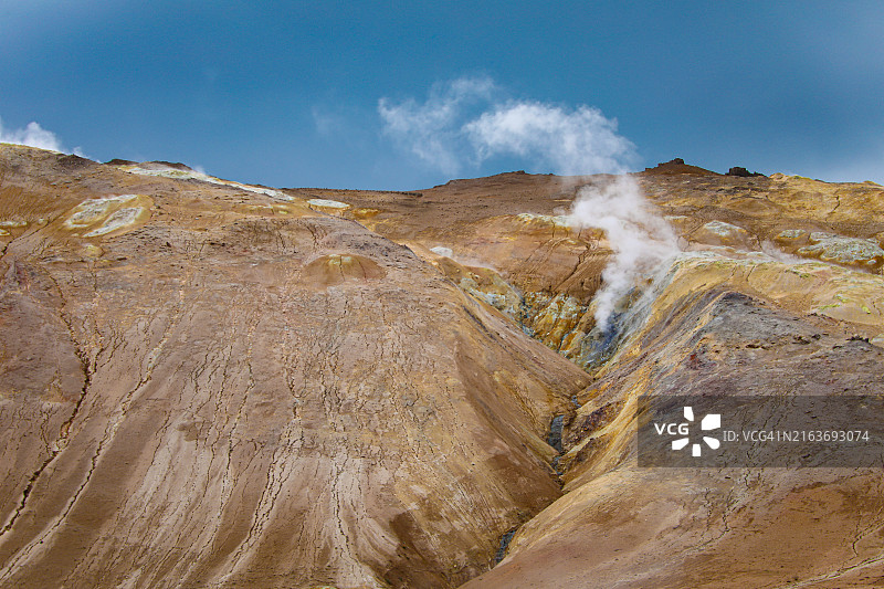 冰岛米湖地热区蒸汽山丘图片素材