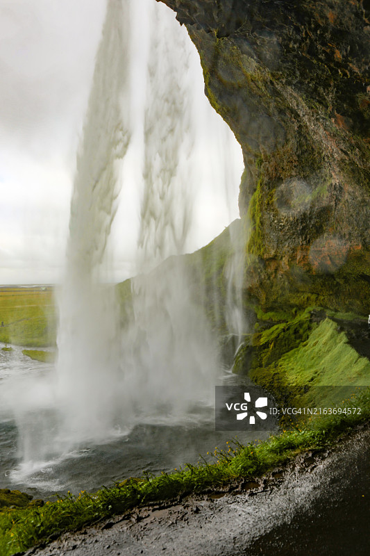 冰岛塞里雅兰瀑布后侧风光图片素材