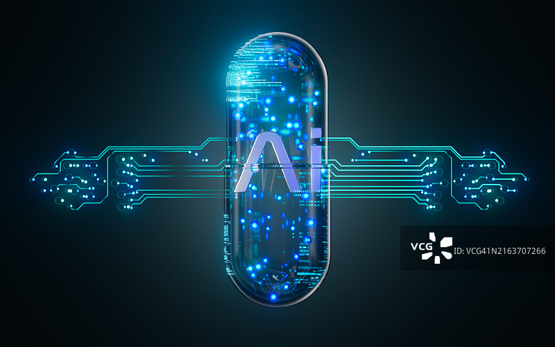 医疗保健中的人工智能、AI健康、数字医疗服务与远程医疗技术图片素材