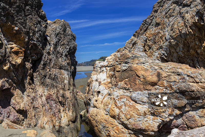 崎岖的岩石 - 哈里斯海滩州立公园图片素材