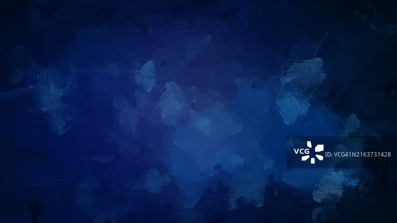 具有笔触的鲜艳蓝和深蓝色抽象油画背景图片素材