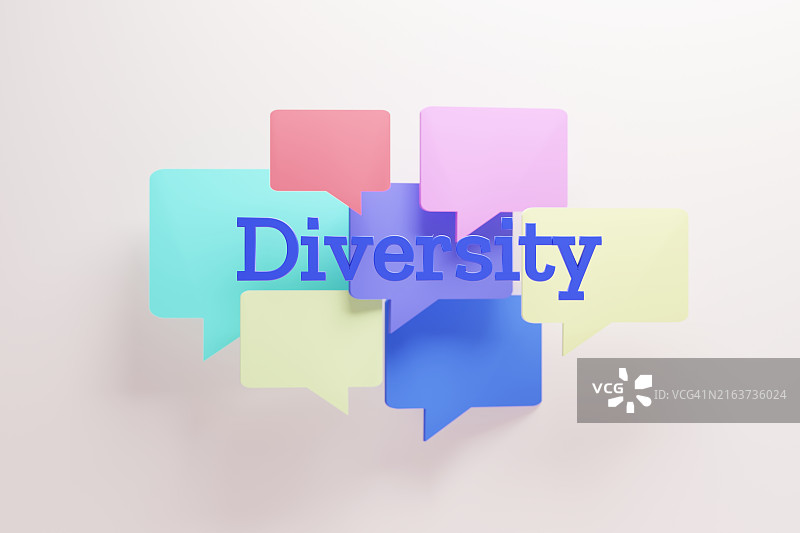 具有语音气泡的多元化和包容性概念，不同的想法、声音和文化图片素材