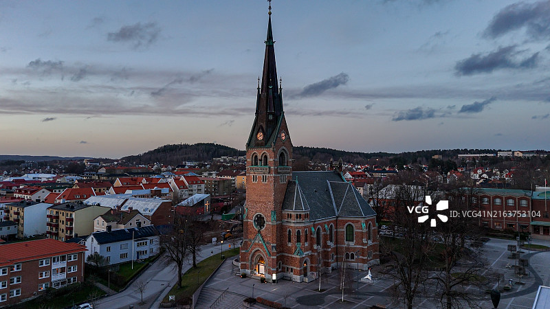博拉市航拍，古斯塔夫·阿道夫教堂航拍图片素材