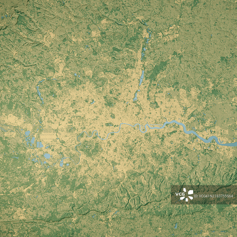 伦敦彩色卫星3D地形图图片素材