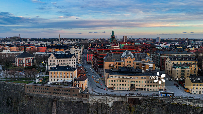 斯德哥尔摩南城和卡塔琳娜教堂鸟瞰图图片素材