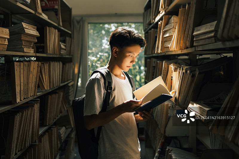 大学生在图书馆阅读书籍 - 青年文化，知识主题，阅读与生活图片素材