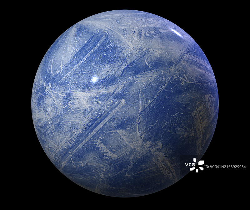 气候变化冻结地球的模拟，黑色背景图片素材