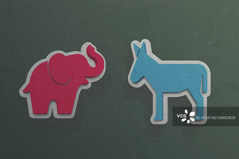 民主蓝驴和共和党红象图片素材