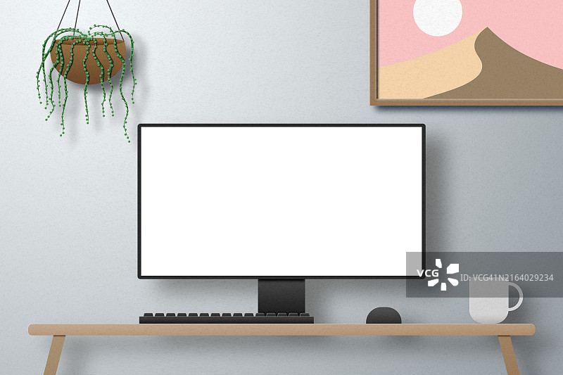 剪纸风格台式电脑模板图片素材