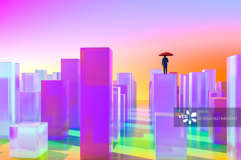 在色彩缤纷的世界中寻找未来的人图片素材