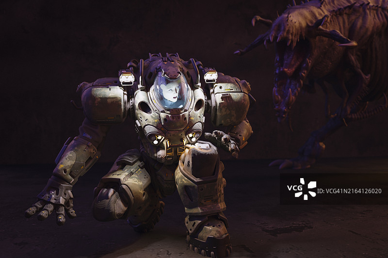 太空中的外骨骼套装：系列图片素材