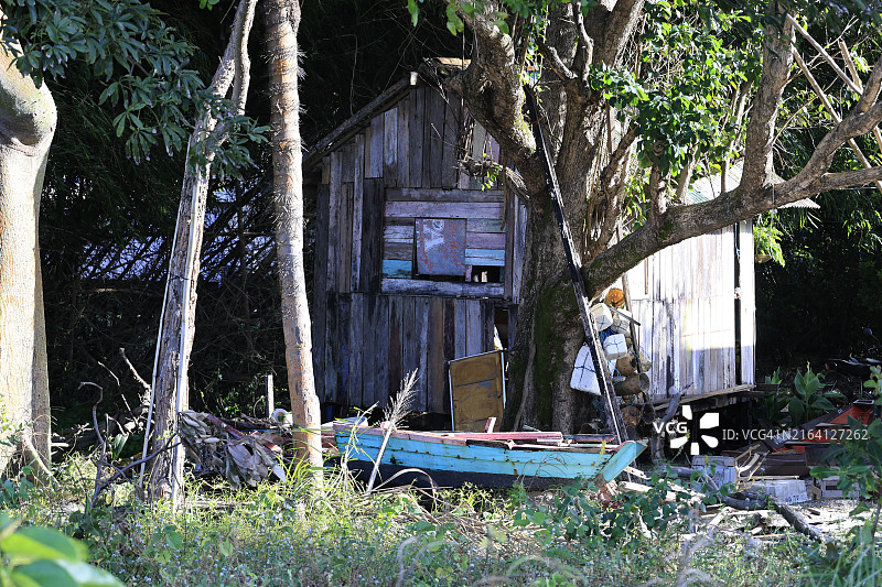 马拉若岛佩斯奎罗渔村的渔民木屋，巴西图片素材