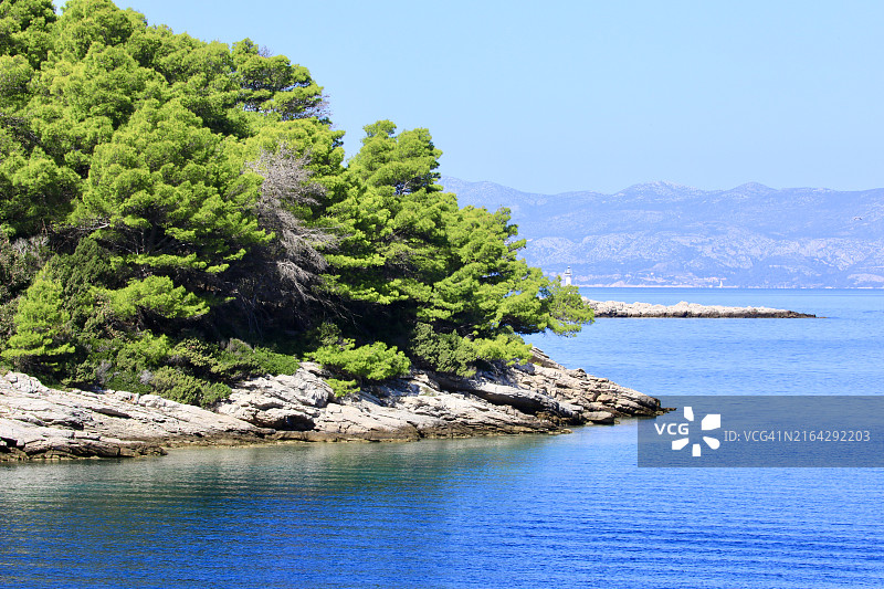 克罗地亚群岛乡村沿海海岸线图片素材