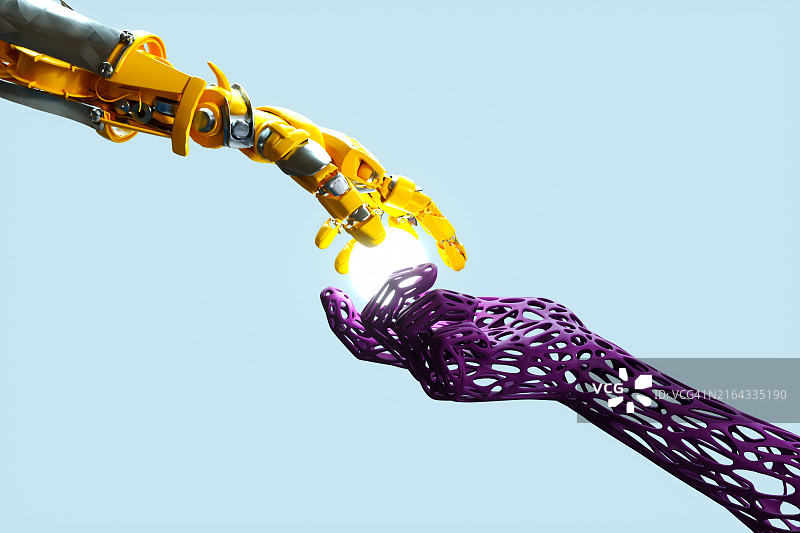 触摸机械手臂图片素材