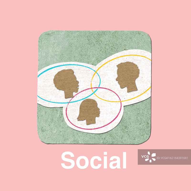 社交媒体App：剪纸风格App图标图片素材