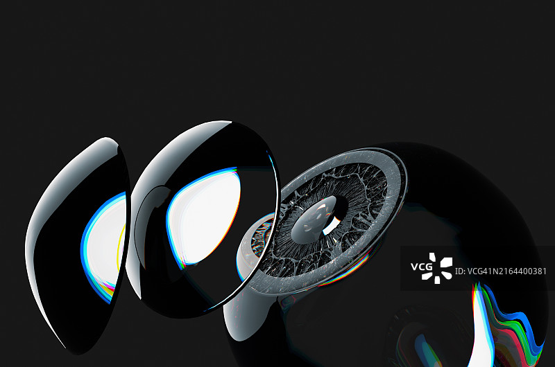 人眼与隐形眼镜的科学模型，视网膜附近图片素材