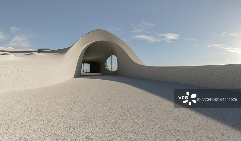 带阳台的混凝土曲线建筑图片素材