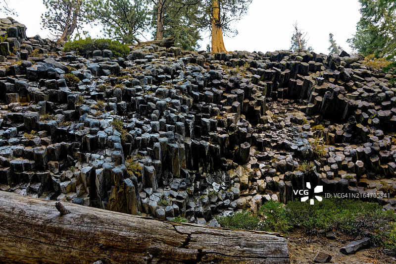 美国魔鬼柱国家纪念碑的玄武岩柱末端图片素材