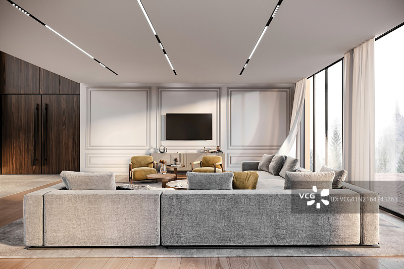 现代别墅客厅内景图片素材