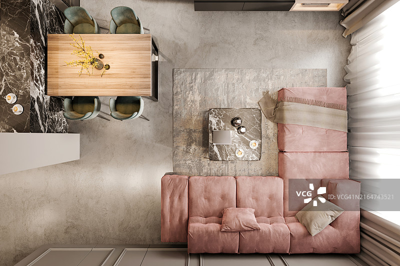 公寓室内俯视图图片素材