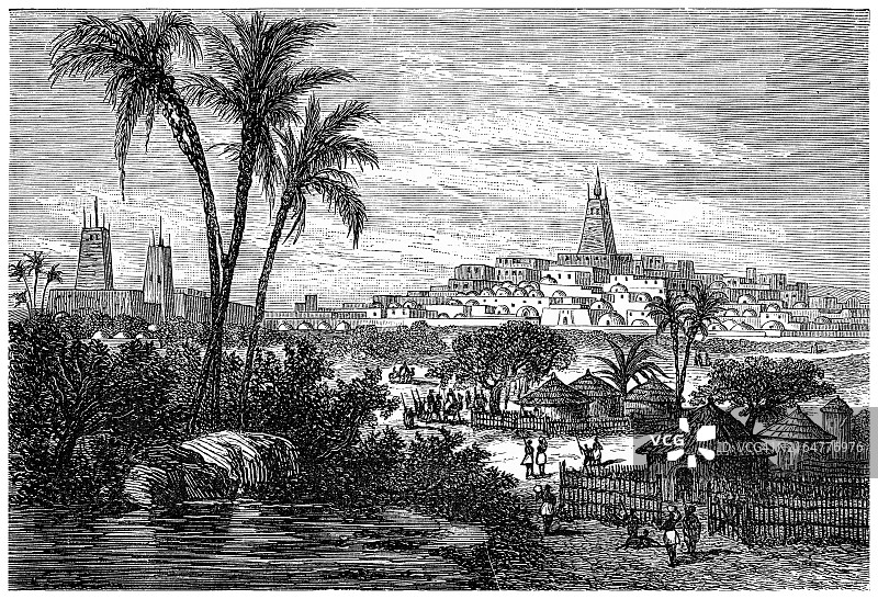 马里古城廷布克图古老雕刻插图图片素材