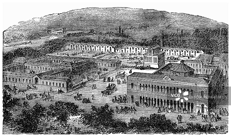 法国维希温泉疗养院古老雕刻插图图片素材