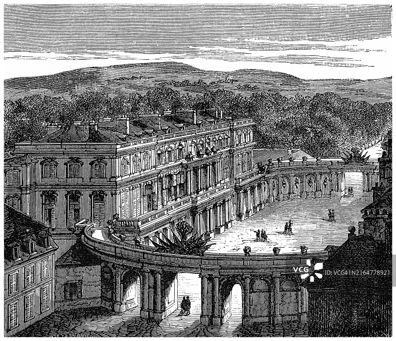 南锡老城卡里埃尔广场古老雕刻插图，建于16世纪图片素材