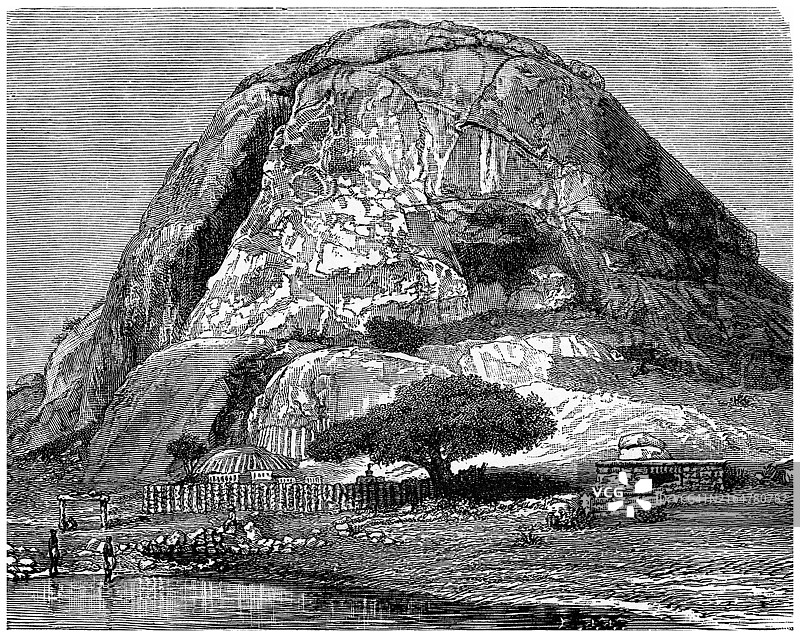 泰米尔纳德邦坦贾武尔市古版画插图图片素材