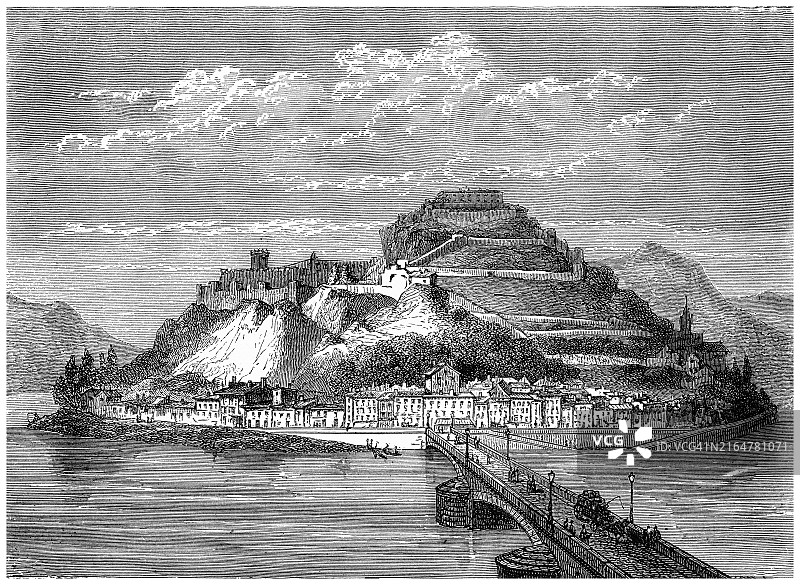 法国格勒诺布尔古老雕刻插图图片素材