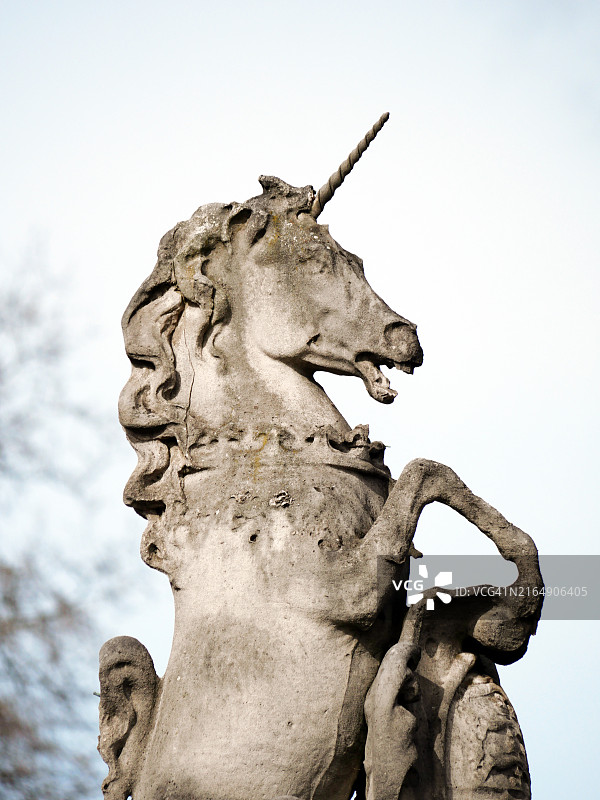 英国伦敦石雕独角兽特写图片素材