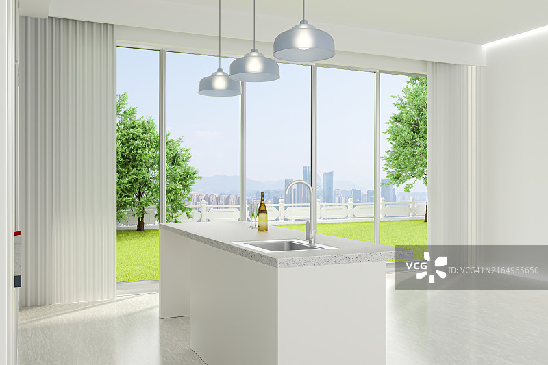 家用厨房工作台3D渲染图片素材