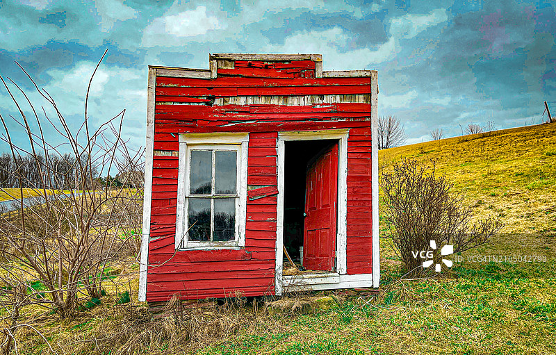 破旧的红色建筑图片素材