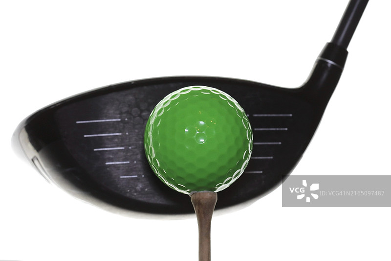 Golf球、球座和driver球杆图片素材