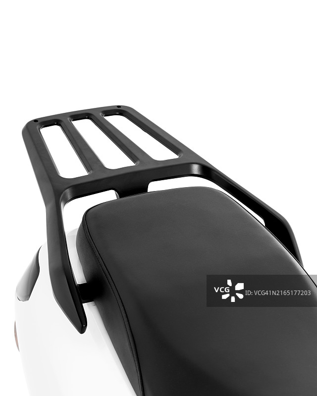 白色电动自行车后座特写图片素材