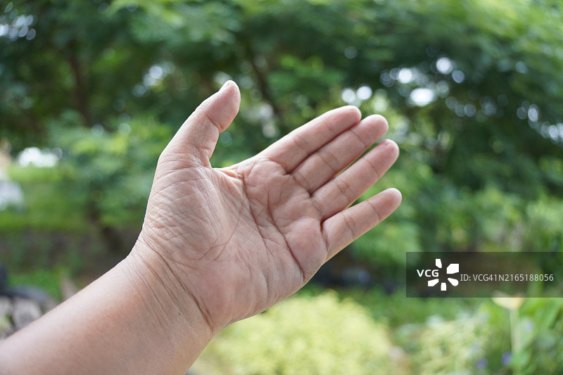 亚洲女性手部特写展示数字五图片素材