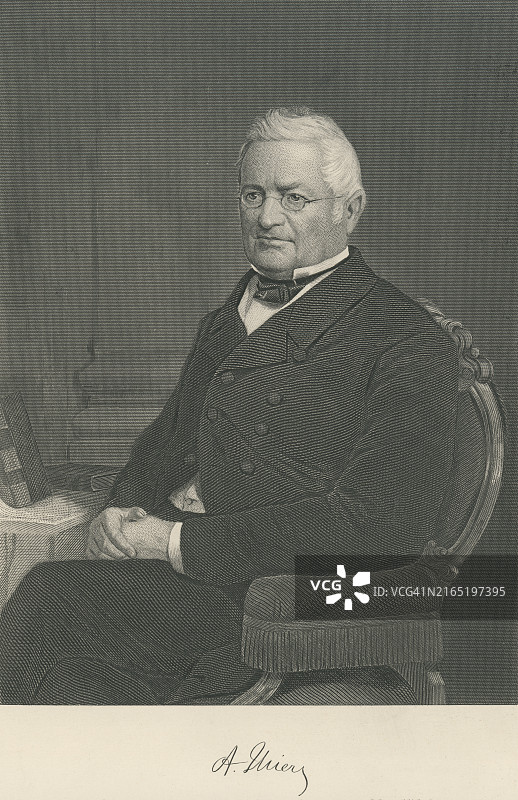 法国政治家和历史学家路易·阿道夫·梯也尔肖像（1797-1877年）图片素材
