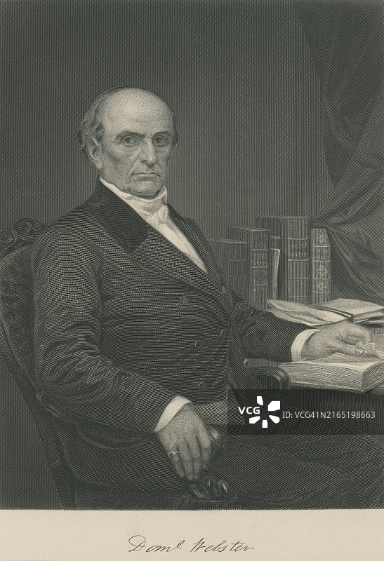 美国律师和政治家丹尼尔·韦伯斯特肖像图片素材